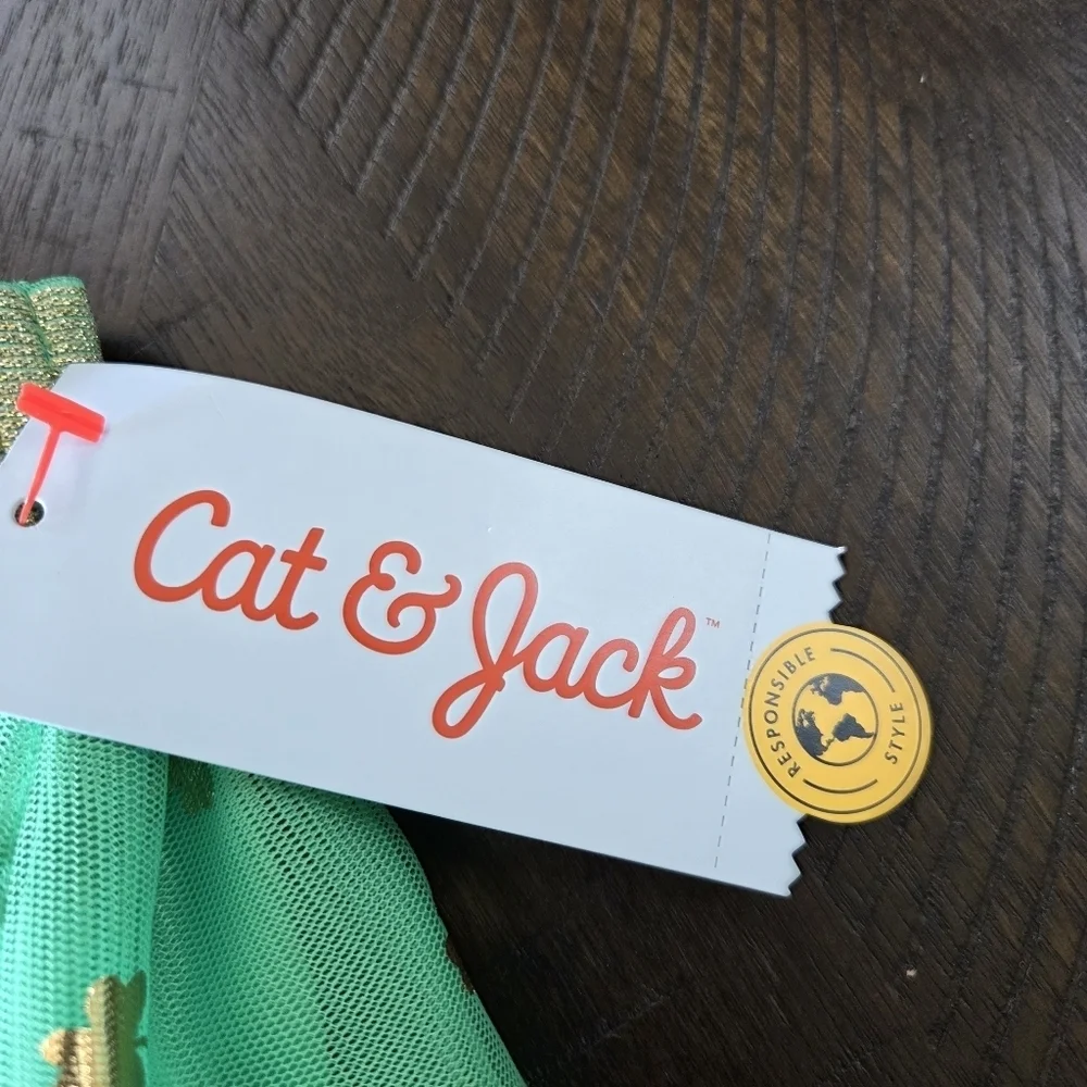 Cat & Jack New Shamrock Green & Gold Tutu Skirt Girls Small (6/7) Dance Dress up